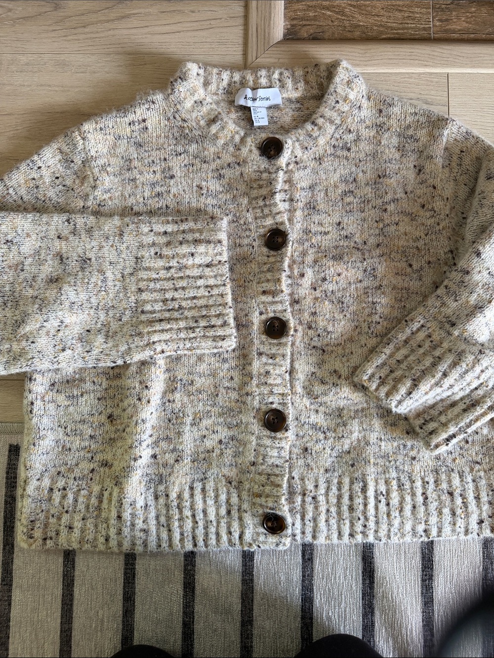 & Other Stories Speckled Cream Button-Up Wool and Alpaca mix Knit Cardigan - Picture 6 of 6